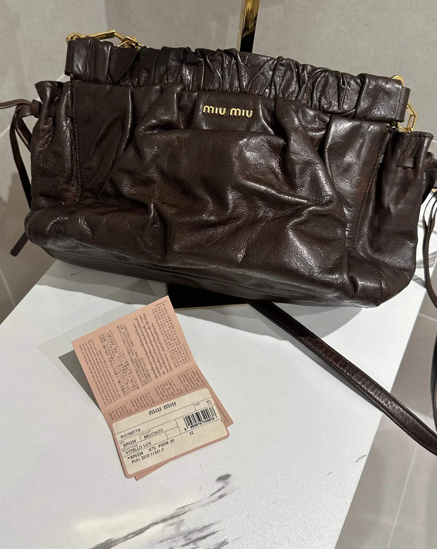 Miu Miu Brown Vitello Leather Shoulder Bag — Khukhi 's