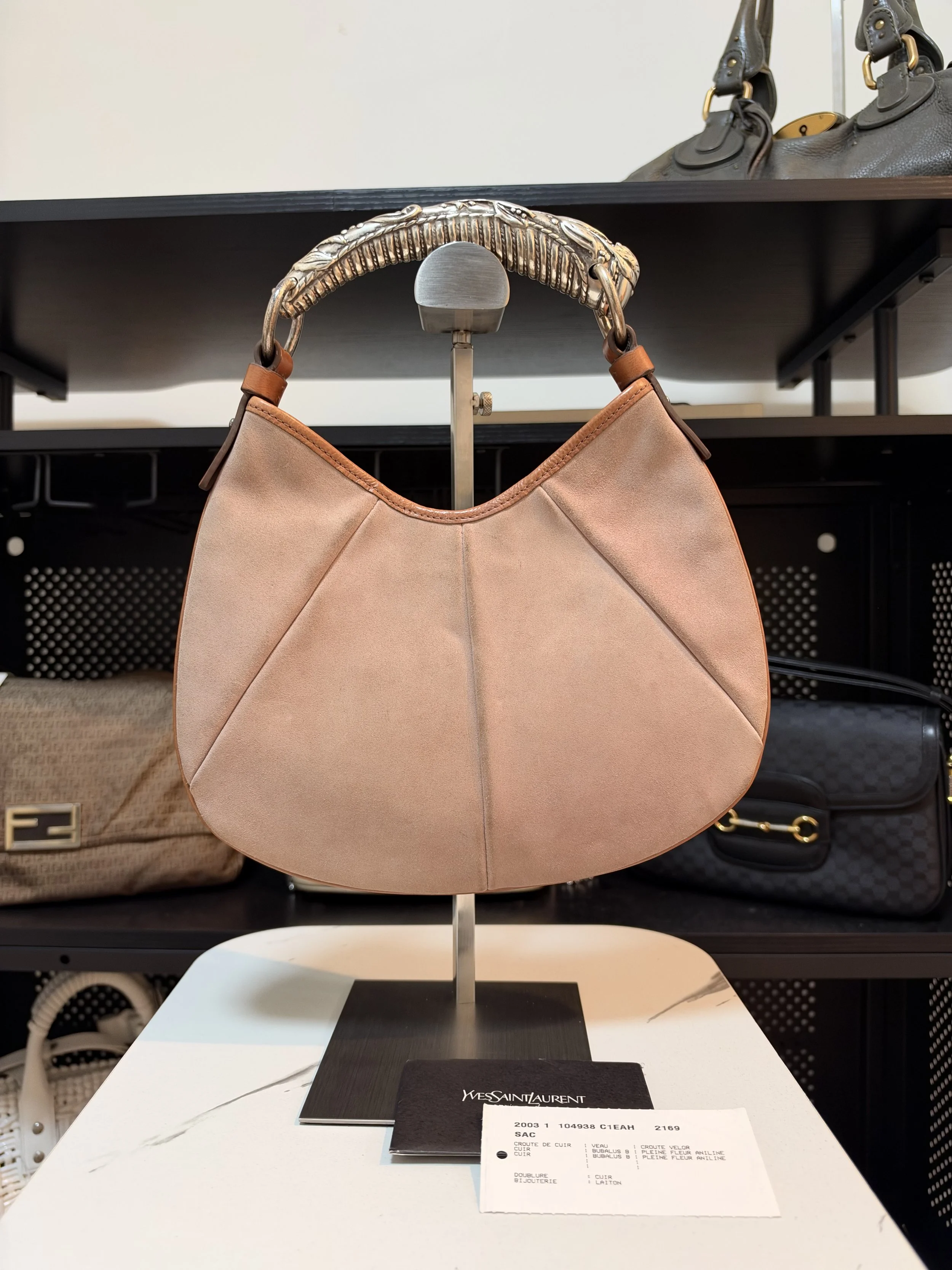Yves Saint Laurent Light Pink Suede Mombasa Mini Hobo