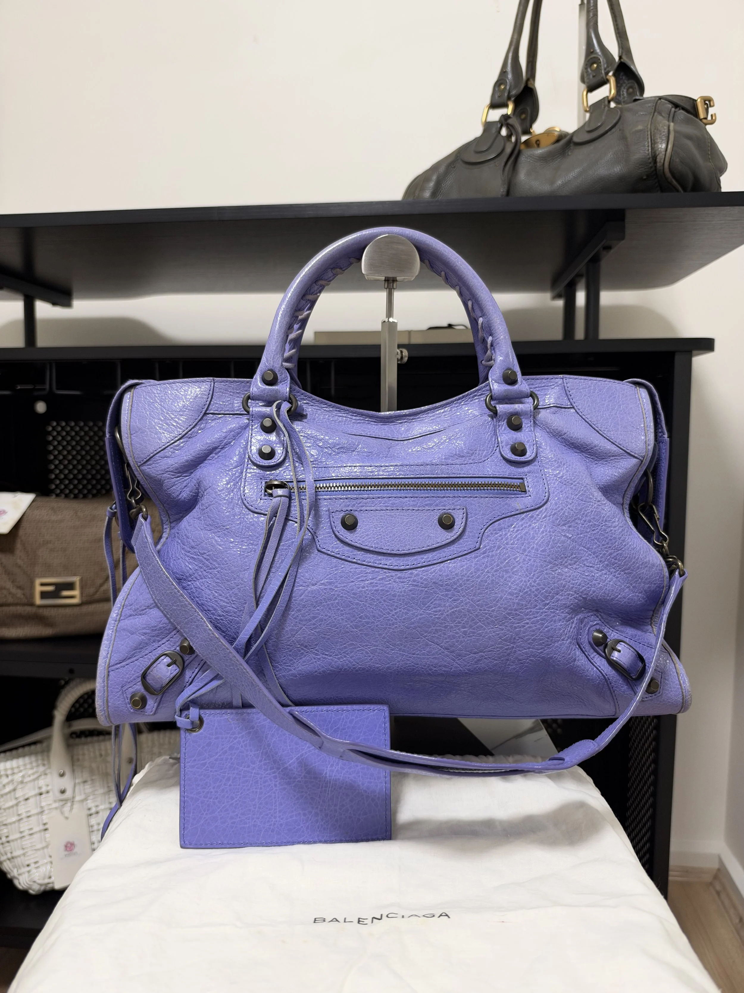 Balenciaga Lavender Leather Large Classic City Bag