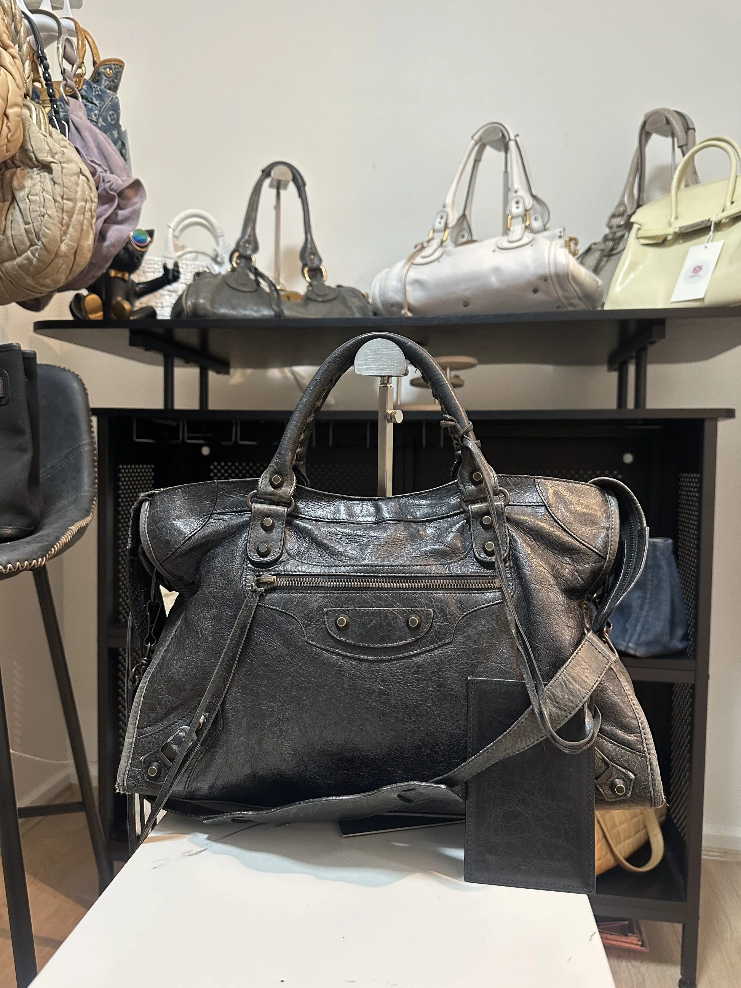 Balenciaga Black Leather Classic Large City Bag