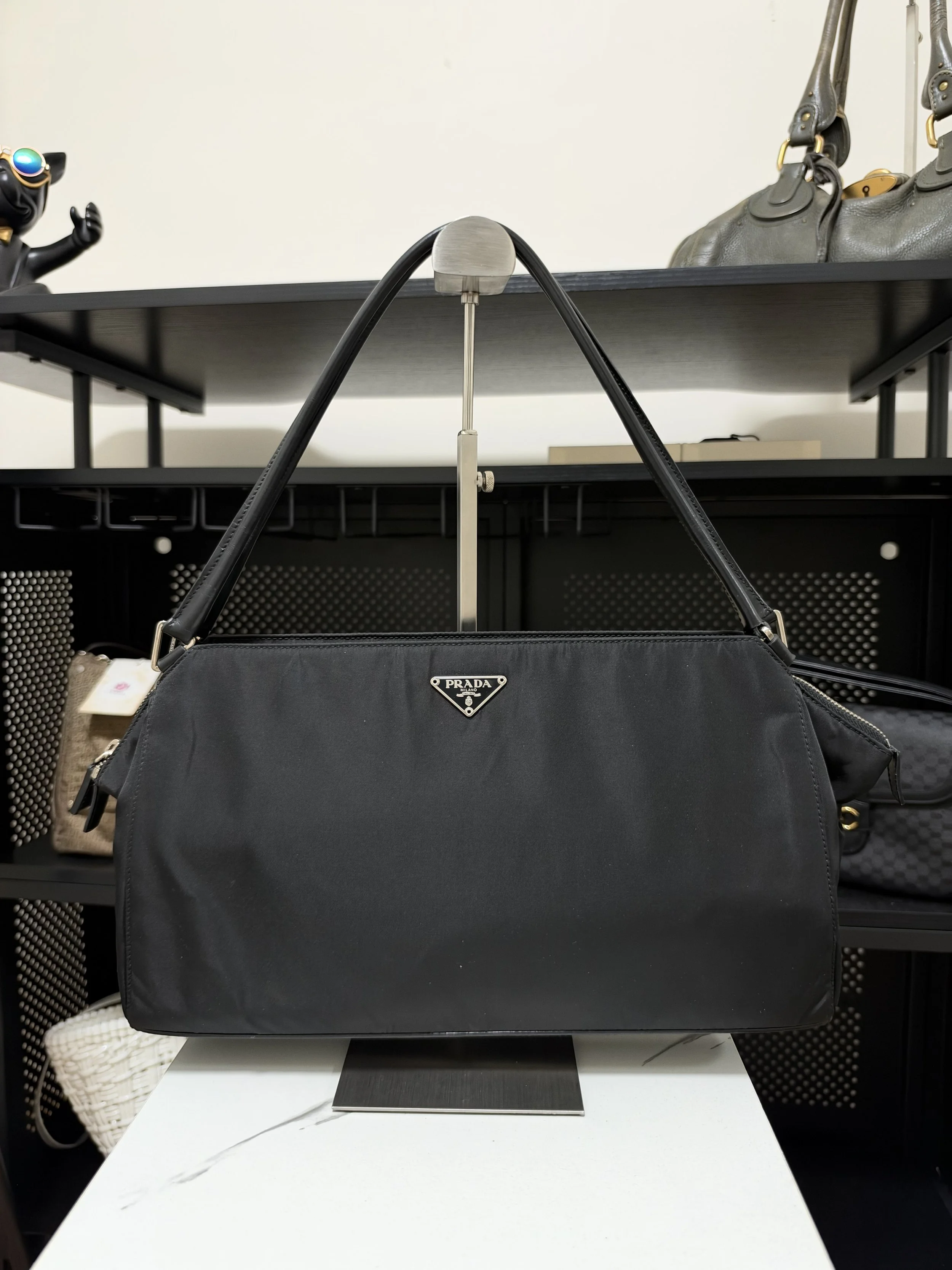 Prada Triangular Black Nylon Tessuto Shoulder Bag