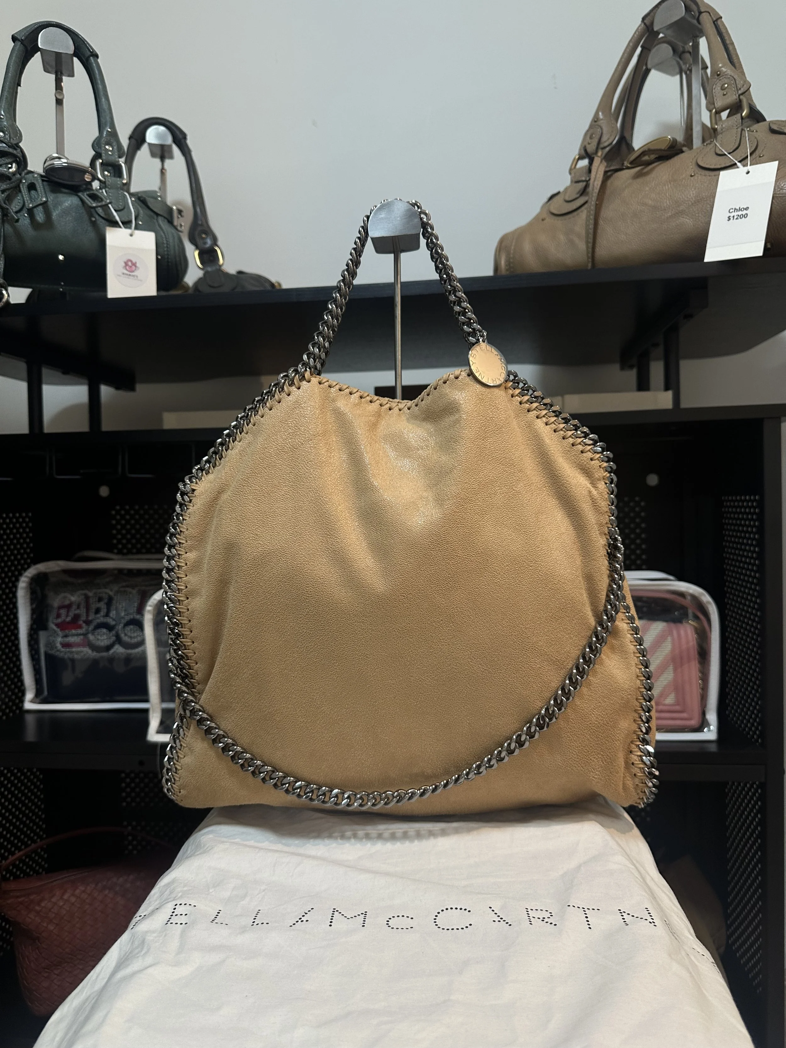 Stella McCartney Tan Falabella Large Fold Over Tote