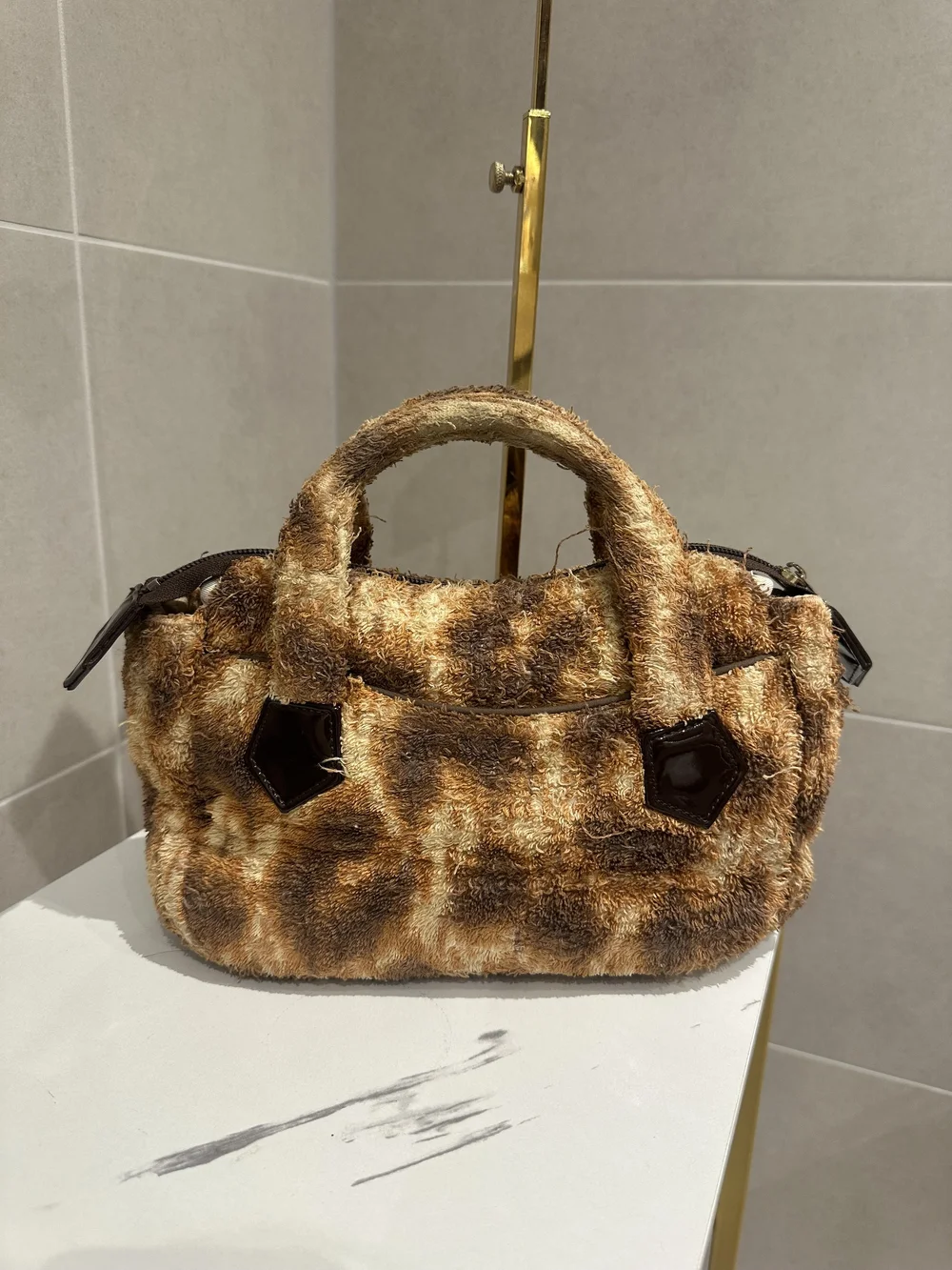 Vivienne Westwood Brown Pattern Terry Cloth Handbag — Khukhi 's