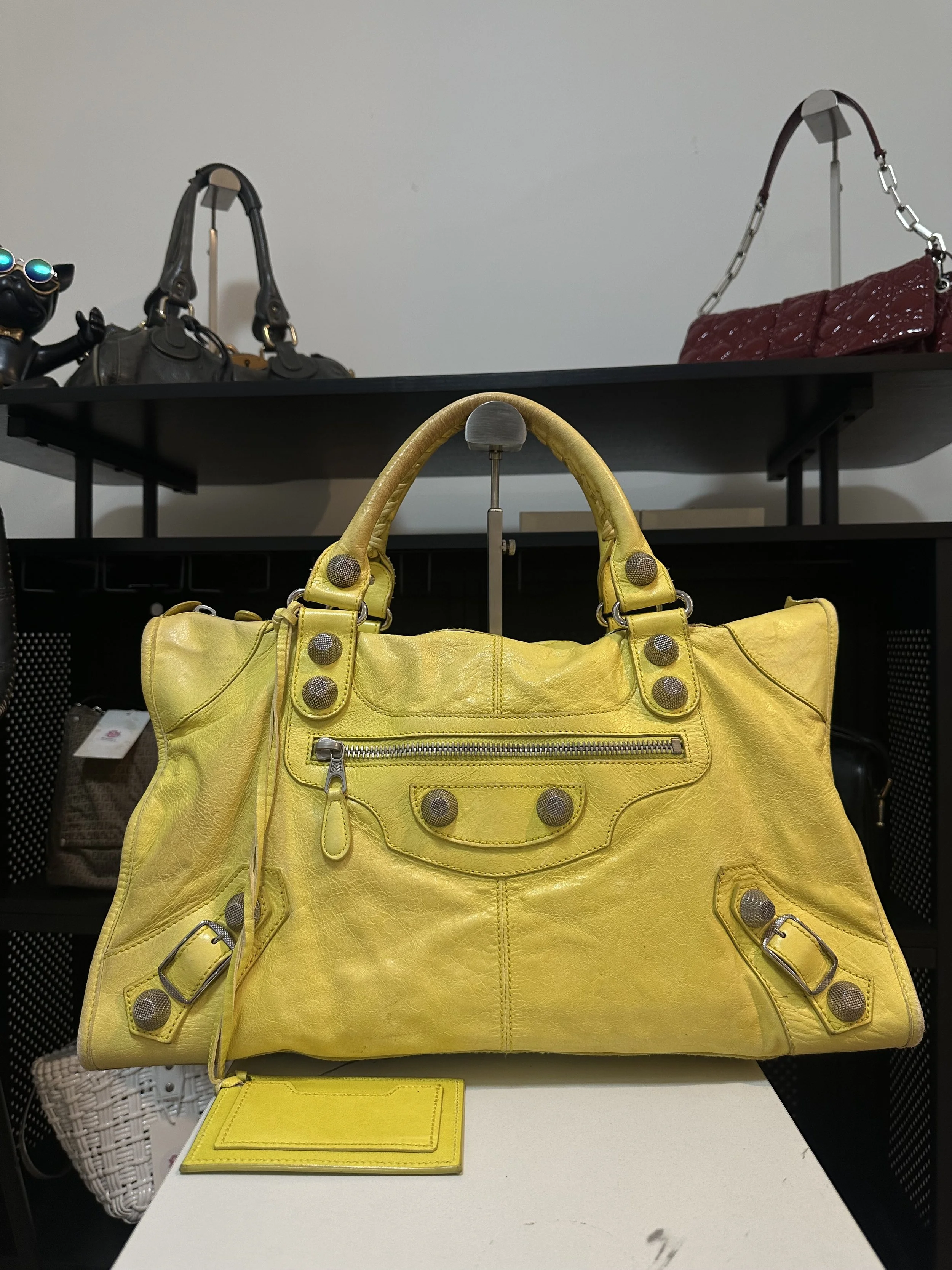 Balenciaga Yellow Leather Giant 21 Work City Bag
