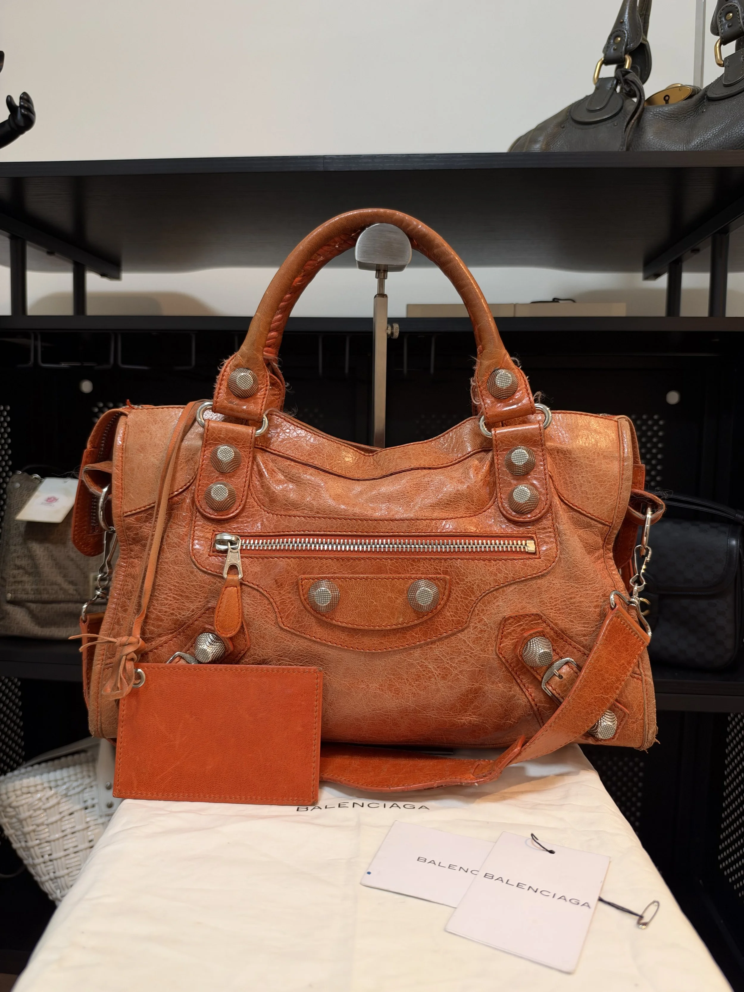 Balenciaga Orange Leather Giant 21 Large City Bag