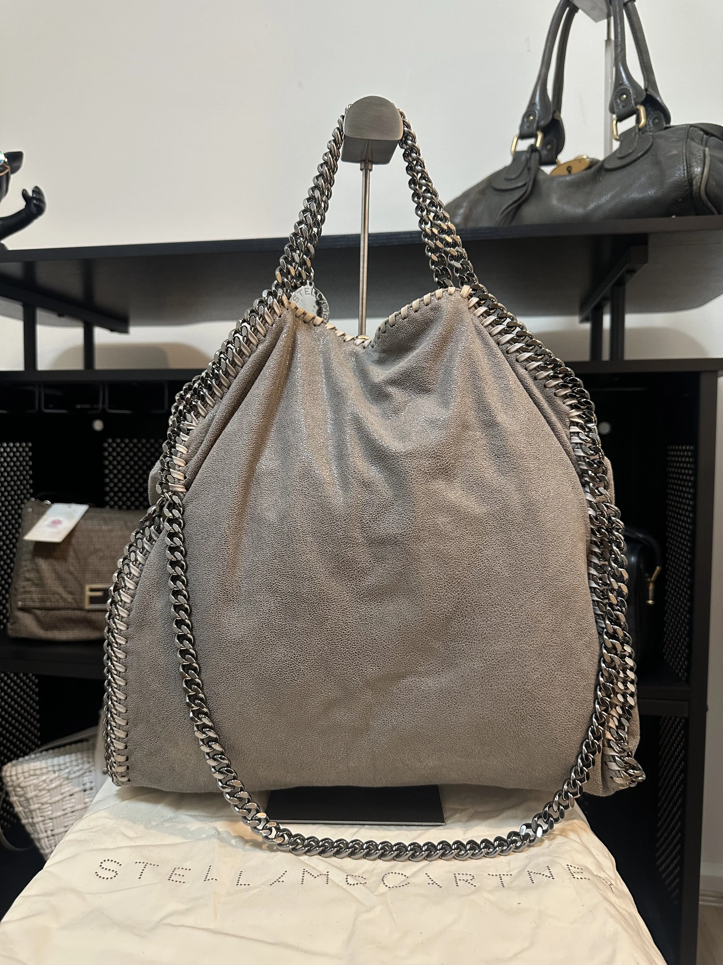 Stella McCartney Grey Falabella Large Fold Over Tote