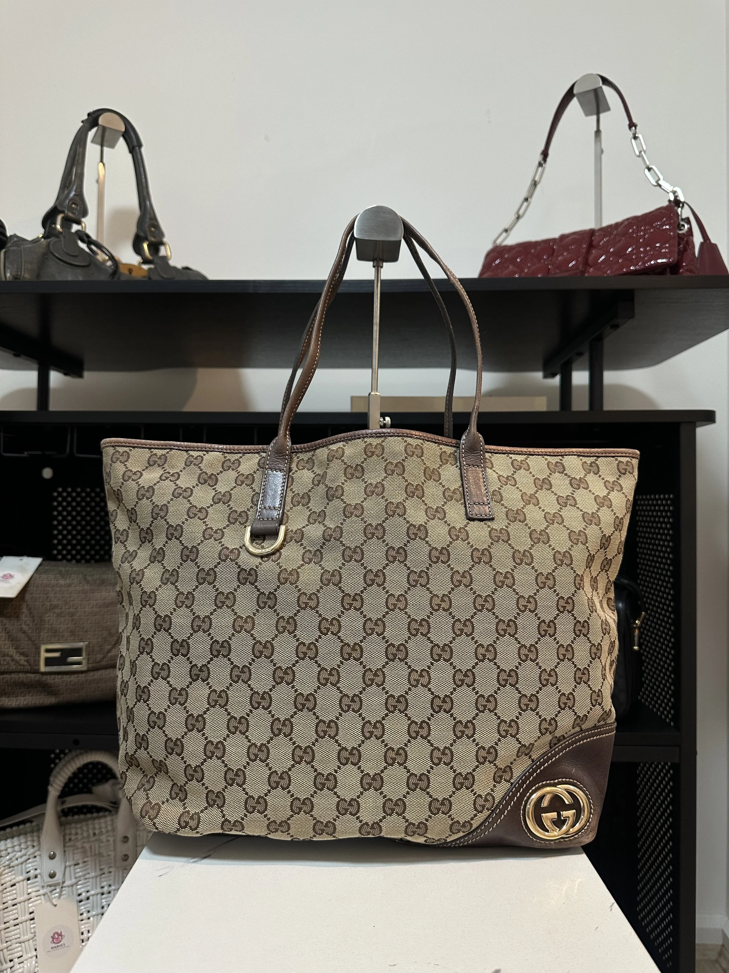 Gucci Beige Canvas GG New Britt Tote Bag