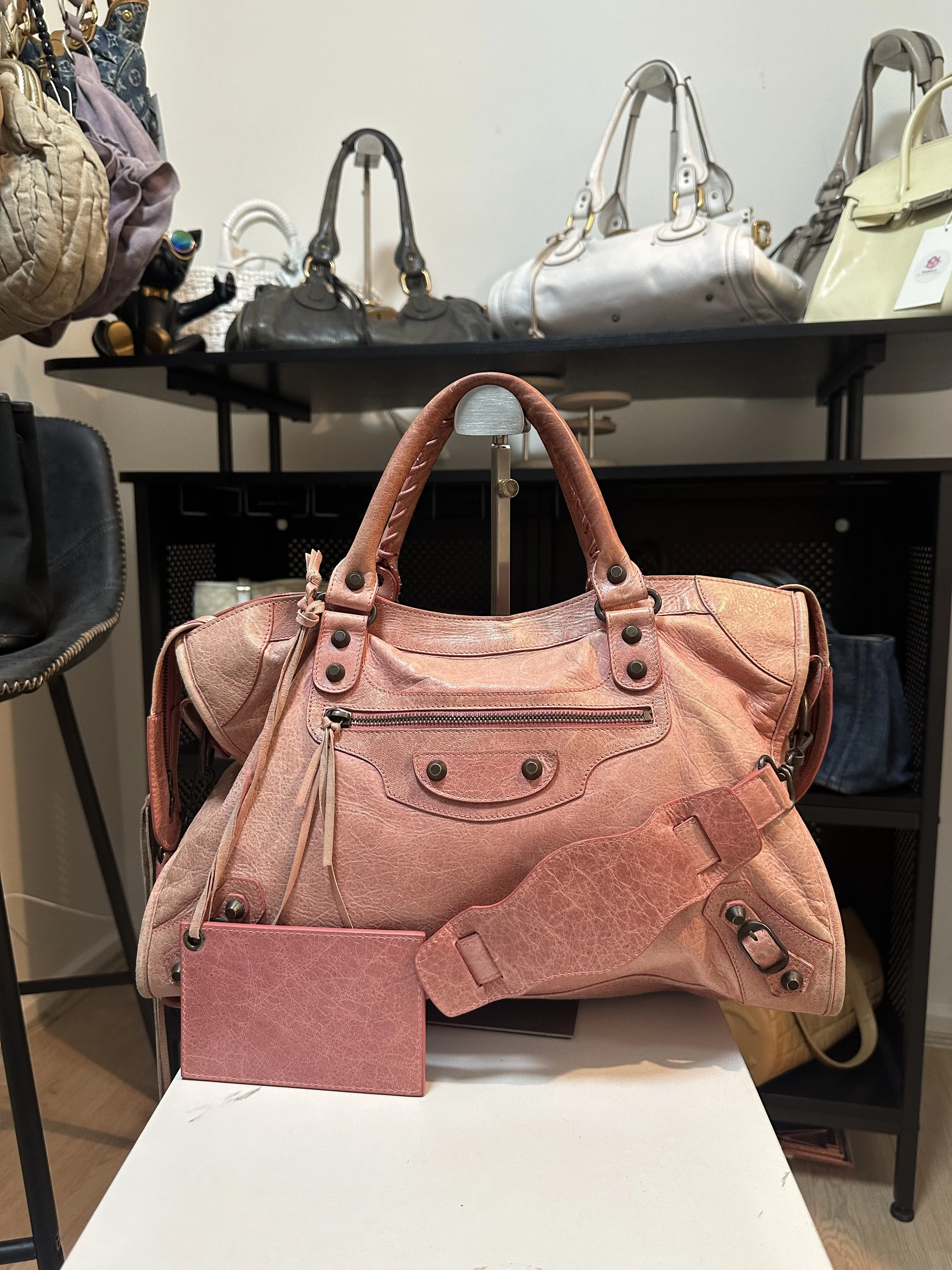 Balenciaga Pink Leather Classic Large City Bag