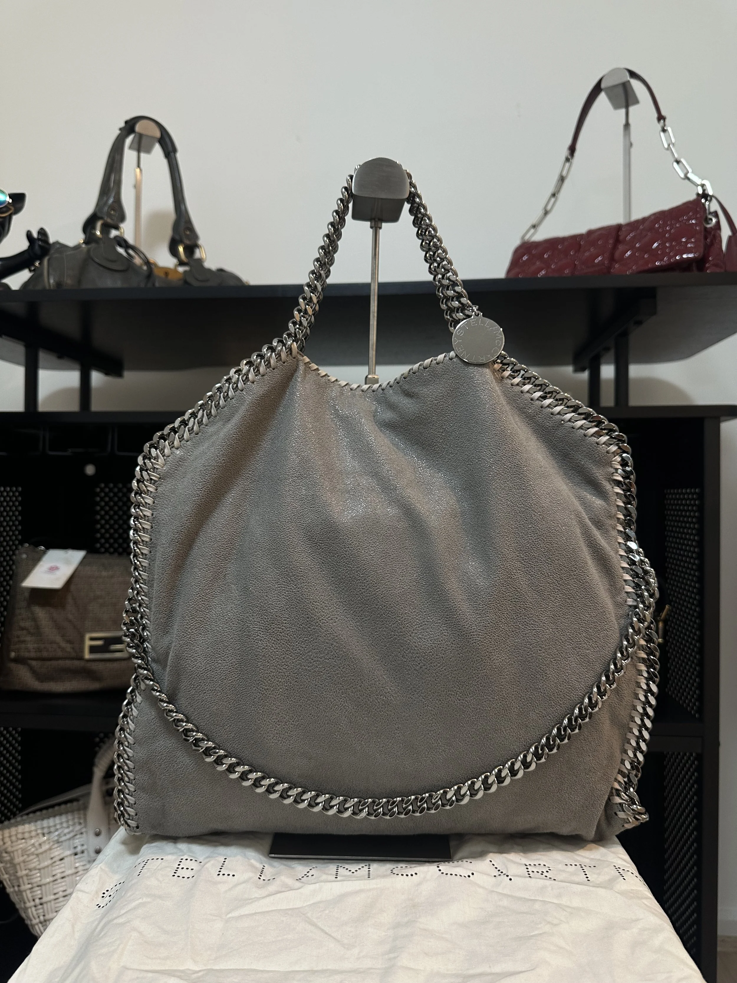Stella McCartney Grey Falabella Large Fold Over Tote