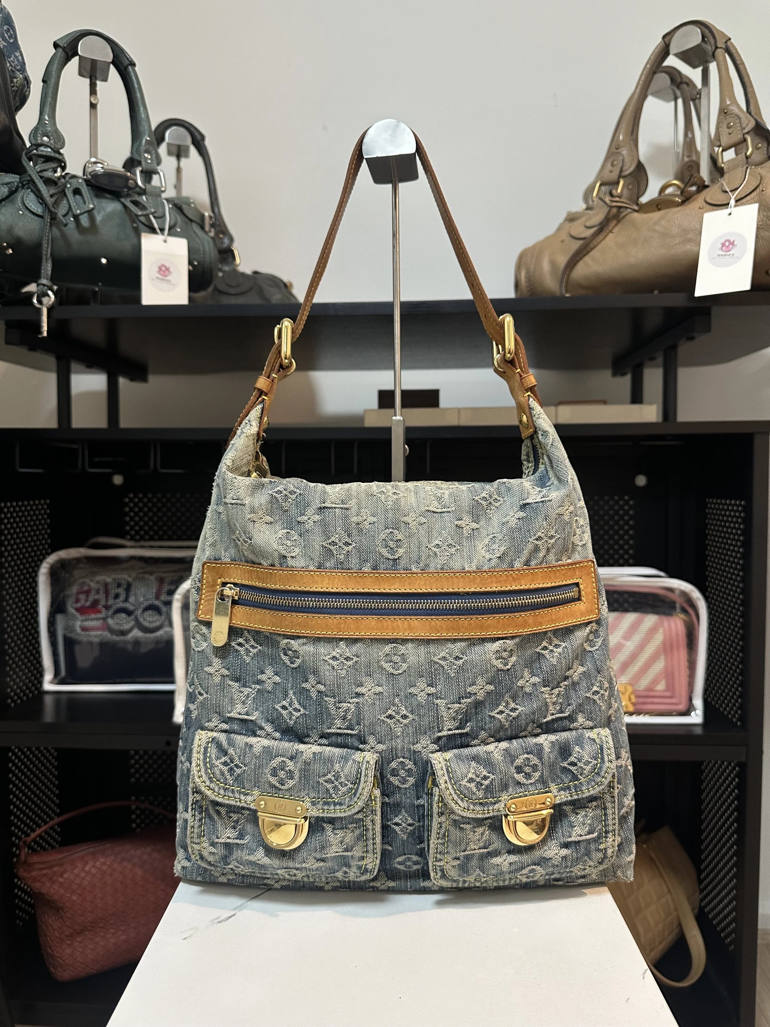 Louis Vuitton Monogram Blue Denim GM Baggy Shoulder Bag