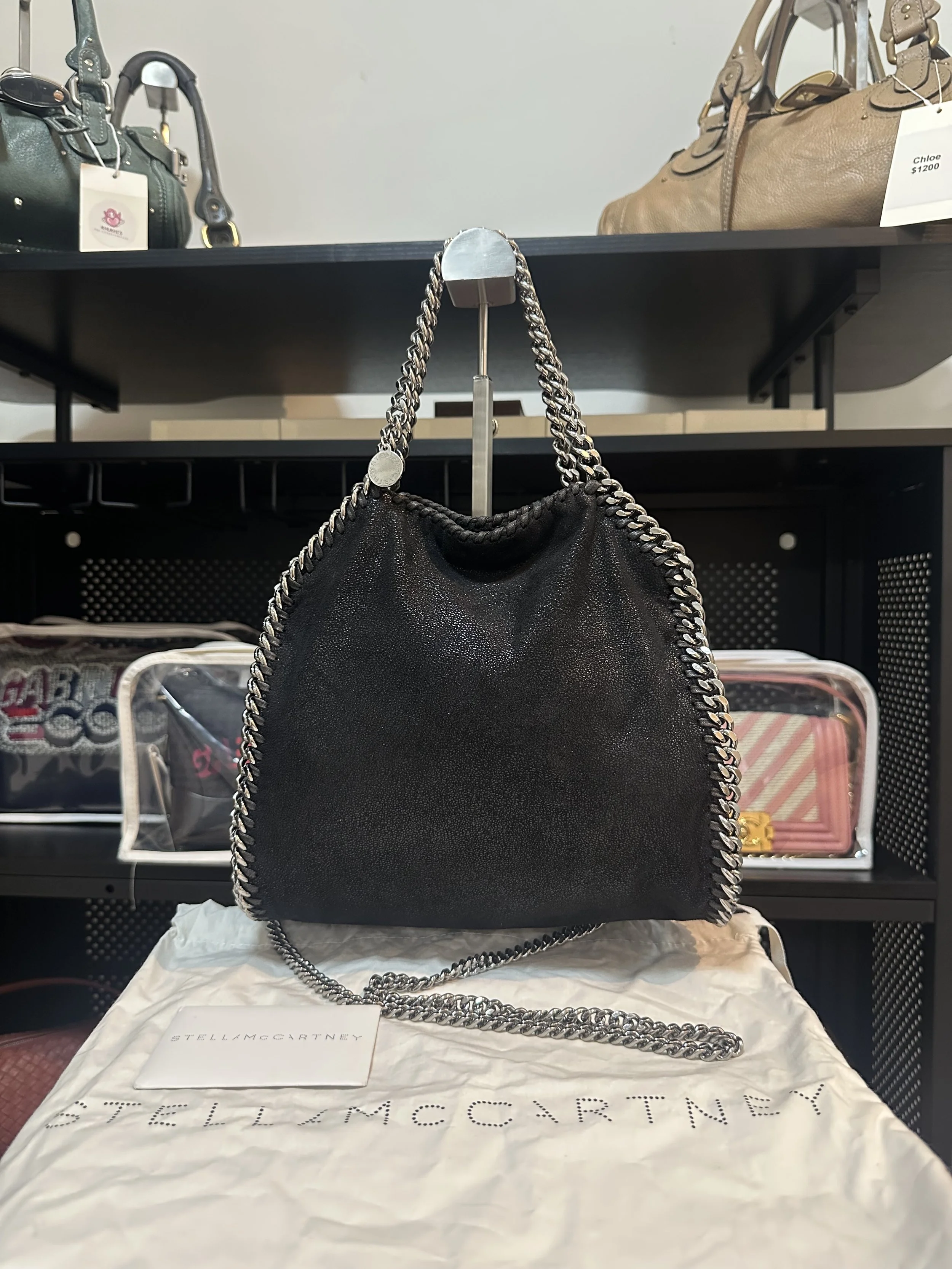 Stella McCartney Black Falabella Mini Fold Over Tote