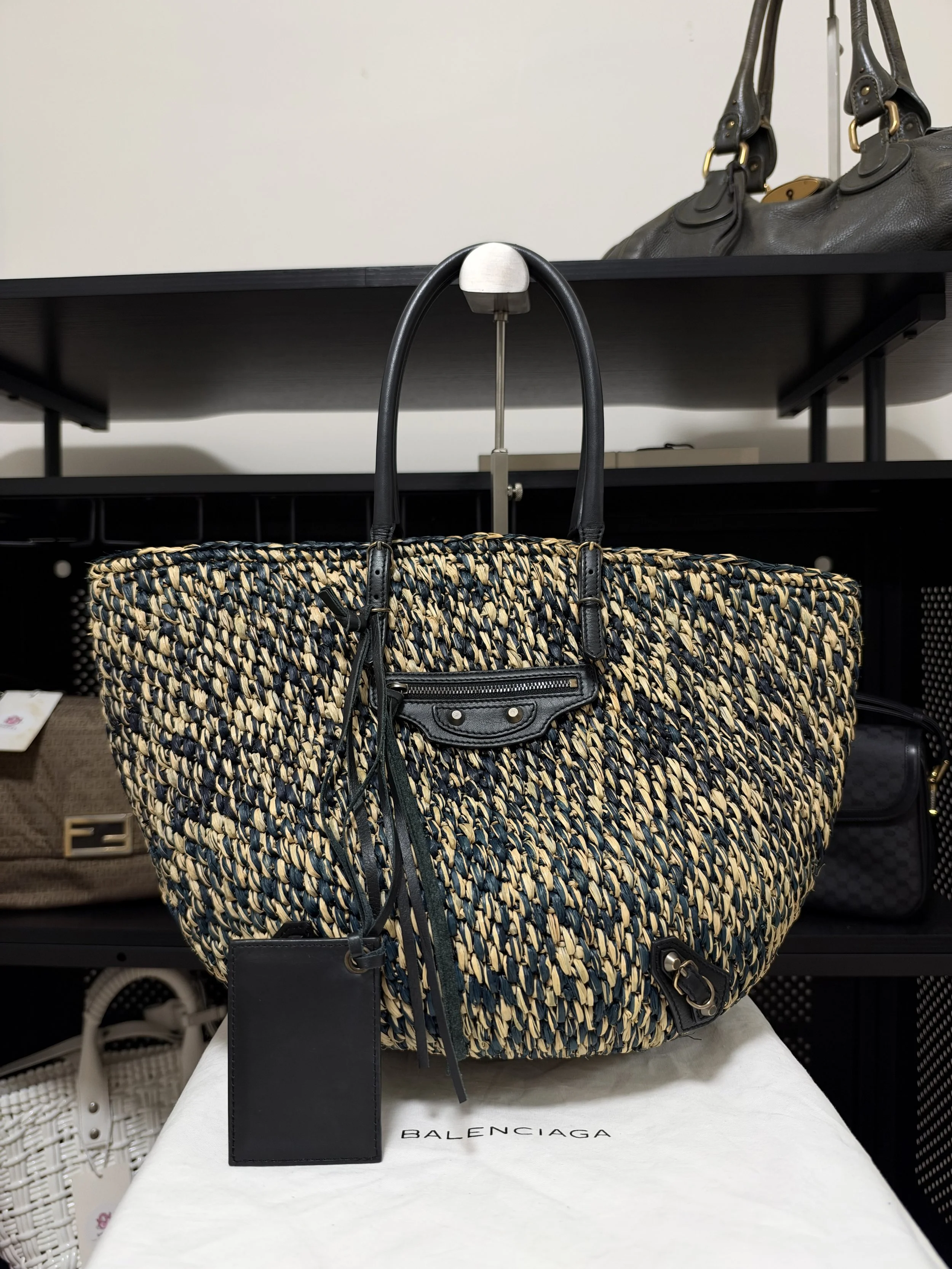 Balenciaga Straw Raffia Panier Tote