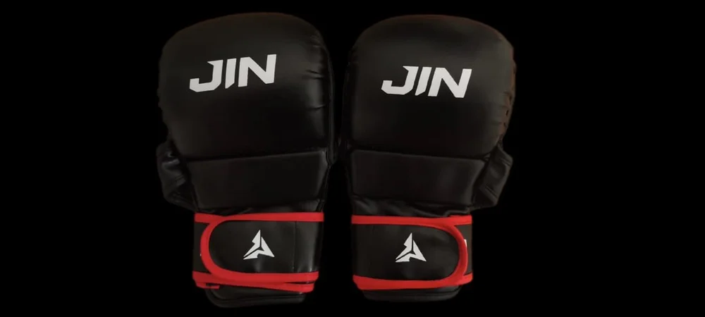 JIN MMA gloves in red and black