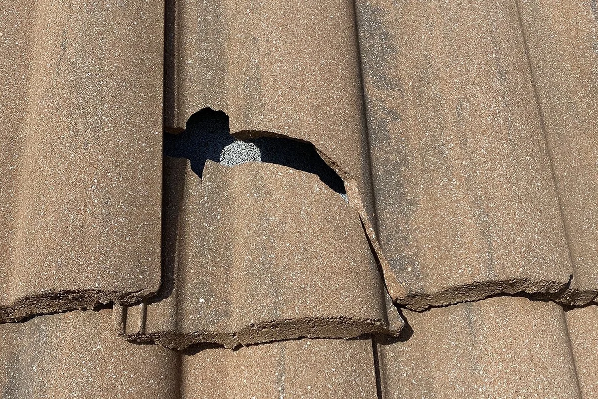 Markham Woods Florida broken tile repair from golf ball strike