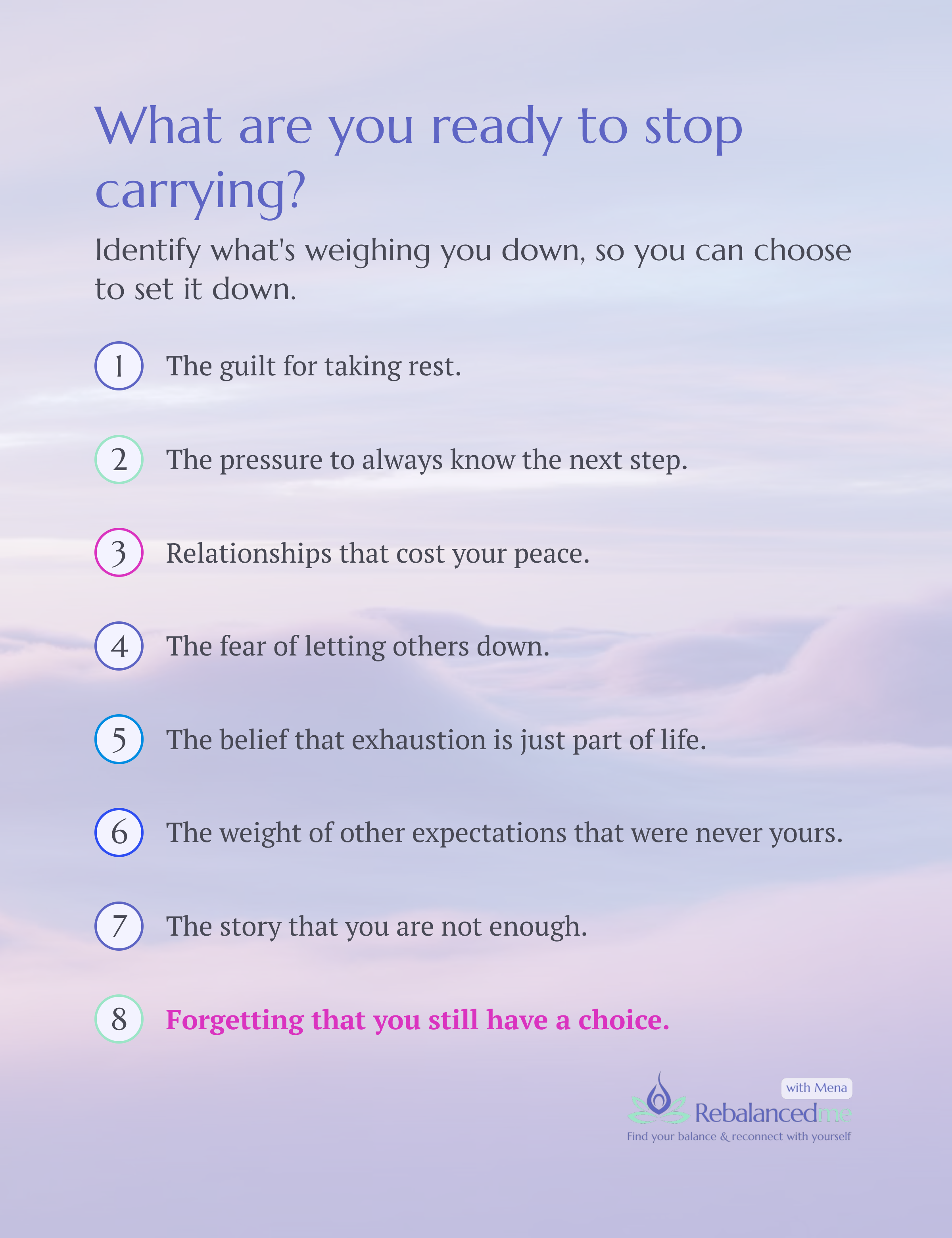 𝗪𝗵𝗮𝘁'𝘀 𝗼𝗻 𝘆𝗼𝘂𝗿 "𝗹𝗲𝘁 𝗴𝗼" 𝗹𝗶𝘀𝘁 𝗳𝗼𝗿 𝘁𝗵𝗶𝘀 𝘄𝗲𝗲𝗸? 🍂

Not everything deserves space in your life forever. Letting go is not a weakness, it is clarity. It is a choice.
Save this as a gentle reminder. Which one feels true for y