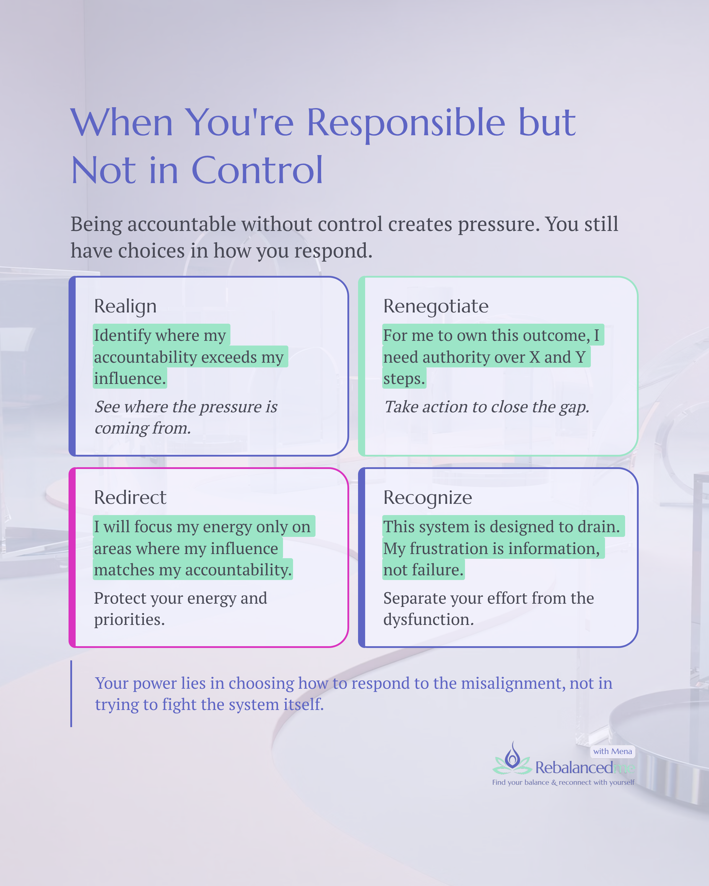 There’s a 𝘀𝗽𝗲𝗰𝗶𝗮𝗹 𝗸𝗶𝗻𝗱 𝗼𝗳 𝗯𝘂𝗿𝗻𝗼𝘂𝘁 that doesn’t come from long hours, but it comes from 𝗺𝗶𝘀𝗮𝗹𝗶𝗴𝗻𝗺𝗲𝗻𝘁: being responsible for results without the authority to influence them.

This 𝗱𝗼𝗲𝘀𝗻’𝘁 𝗵𝗮𝘃𝗲 𝘁𝗼 𝗹𝗲𝗮𝘃𝗲 ?