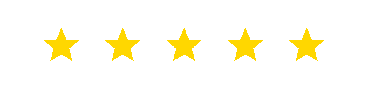 Five yellow stars in a row with black text above that reads "Customer Reviews."