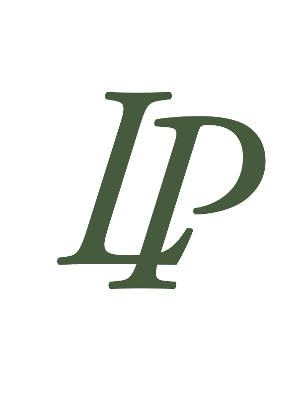A black background with the letters 'LP' in gray, stylishly interwoven.