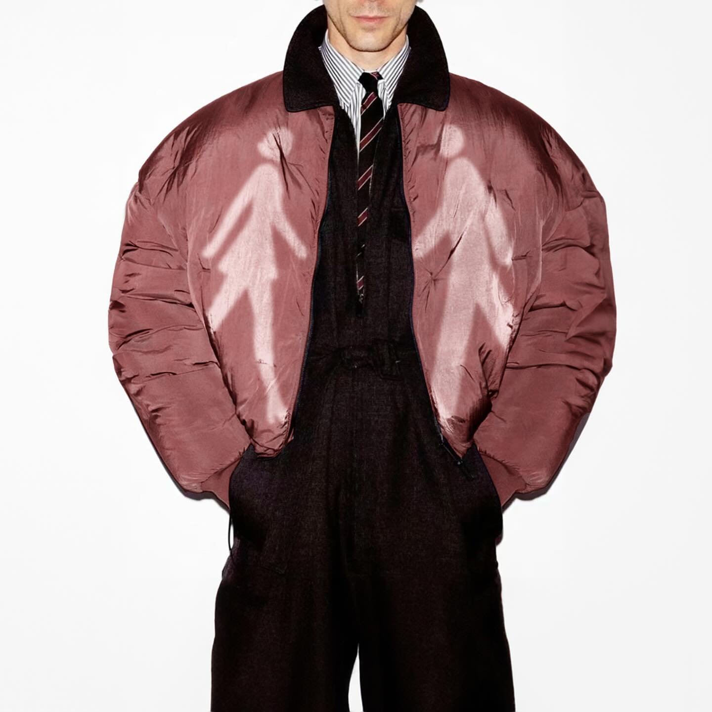 METAMODERN Design Studio -

&lsquo;Walk to Me&rsquo; Pink Fisherman Bomber Jacket