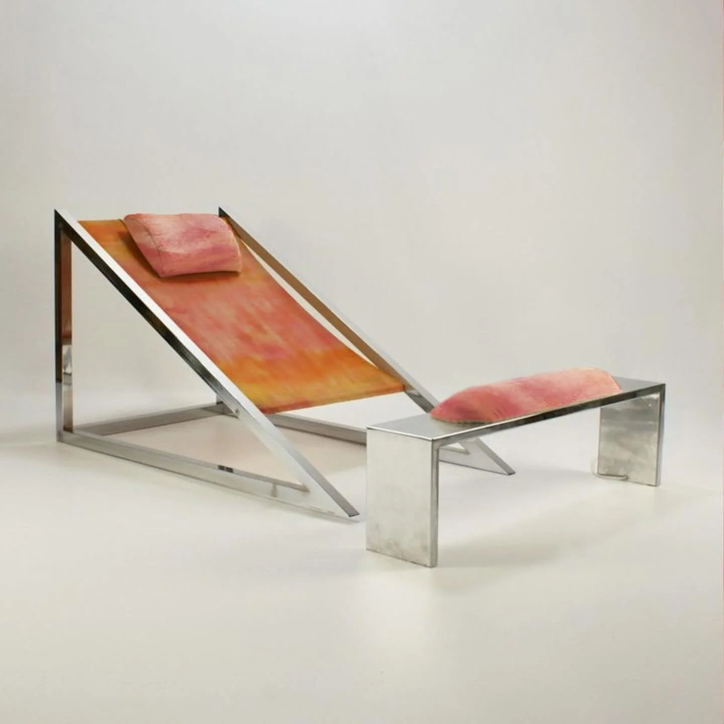 METAMODERN Design Studio -

Tie Dye Leather &lsquo;Mies&rsquo; Armchair with Footrest