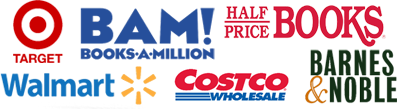 A collage of store logos including Half Price Books, Walgreens, Walmart, Costco Wholesale, Staples, and Barnes & Noble.