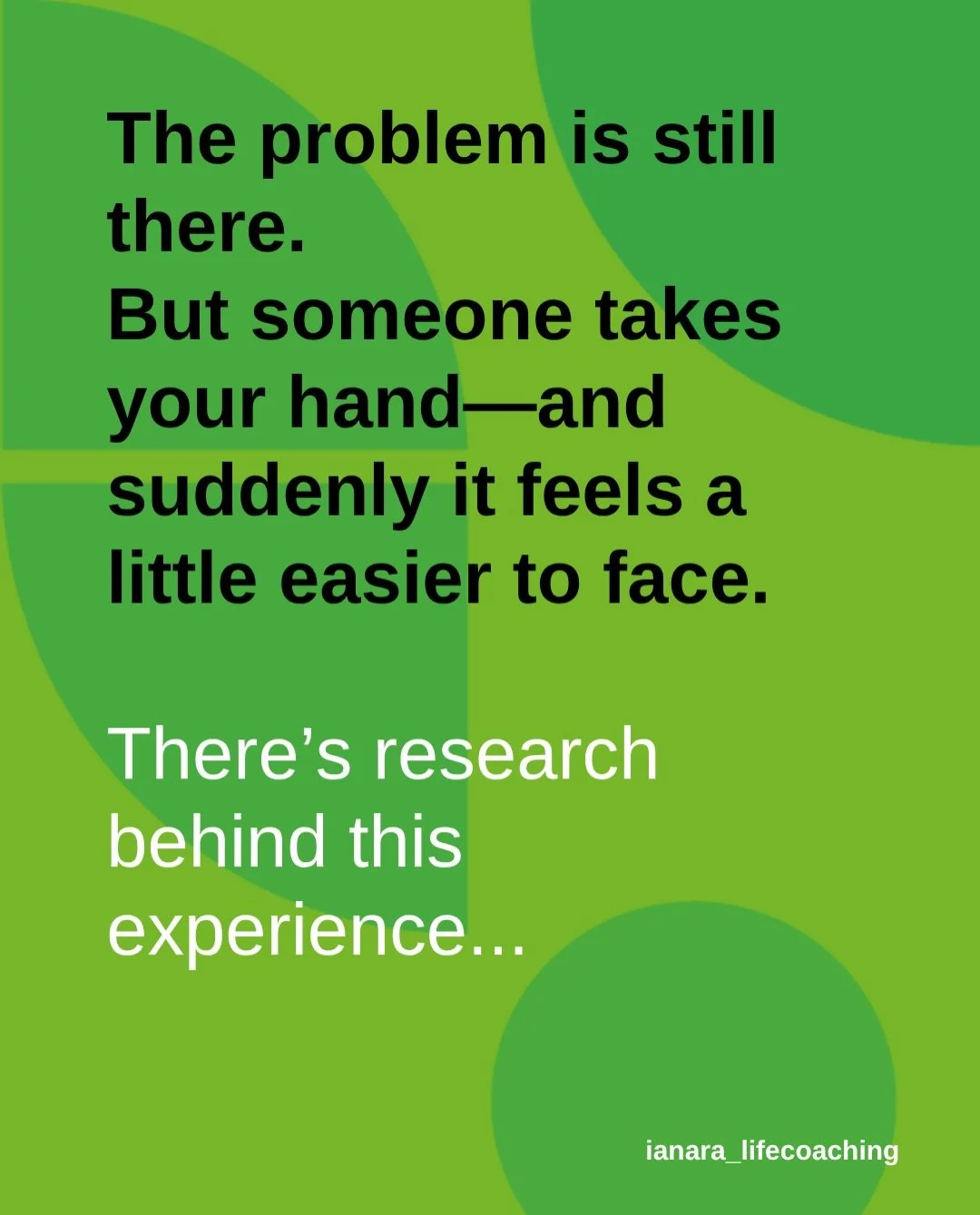 The problem is still there. But someone takes your hand&mdash;and suddenly it feels a little easier to face.

There&rsquo;s research behind this experience.

In a brain-imaging study, people anticipating a possible electric shock showed less activity