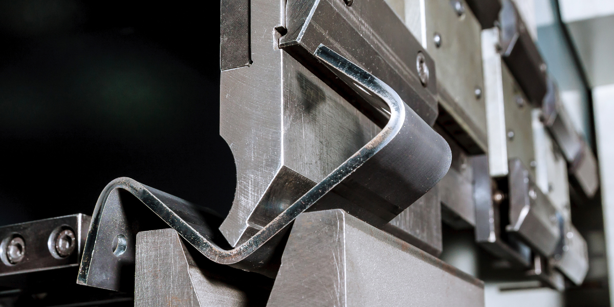 Up close Metal Forming at metal fabrication plant