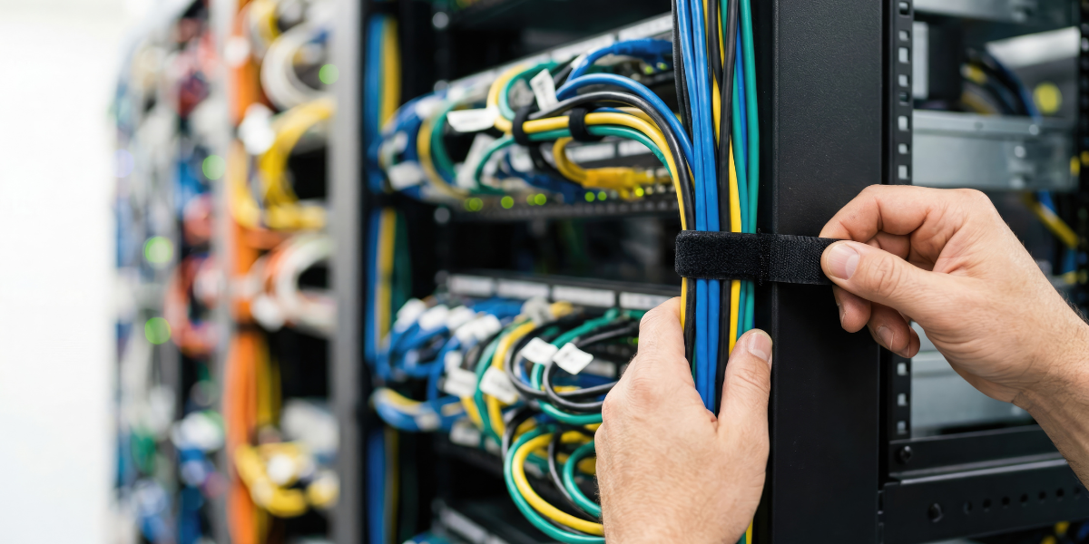 Cable management within a server rack supporting organization and equipment accessibility
