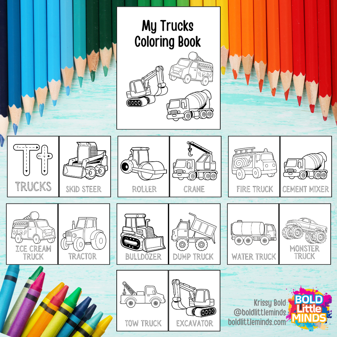 Mini Truck Coloring Book Printable — BoldLittleMinds