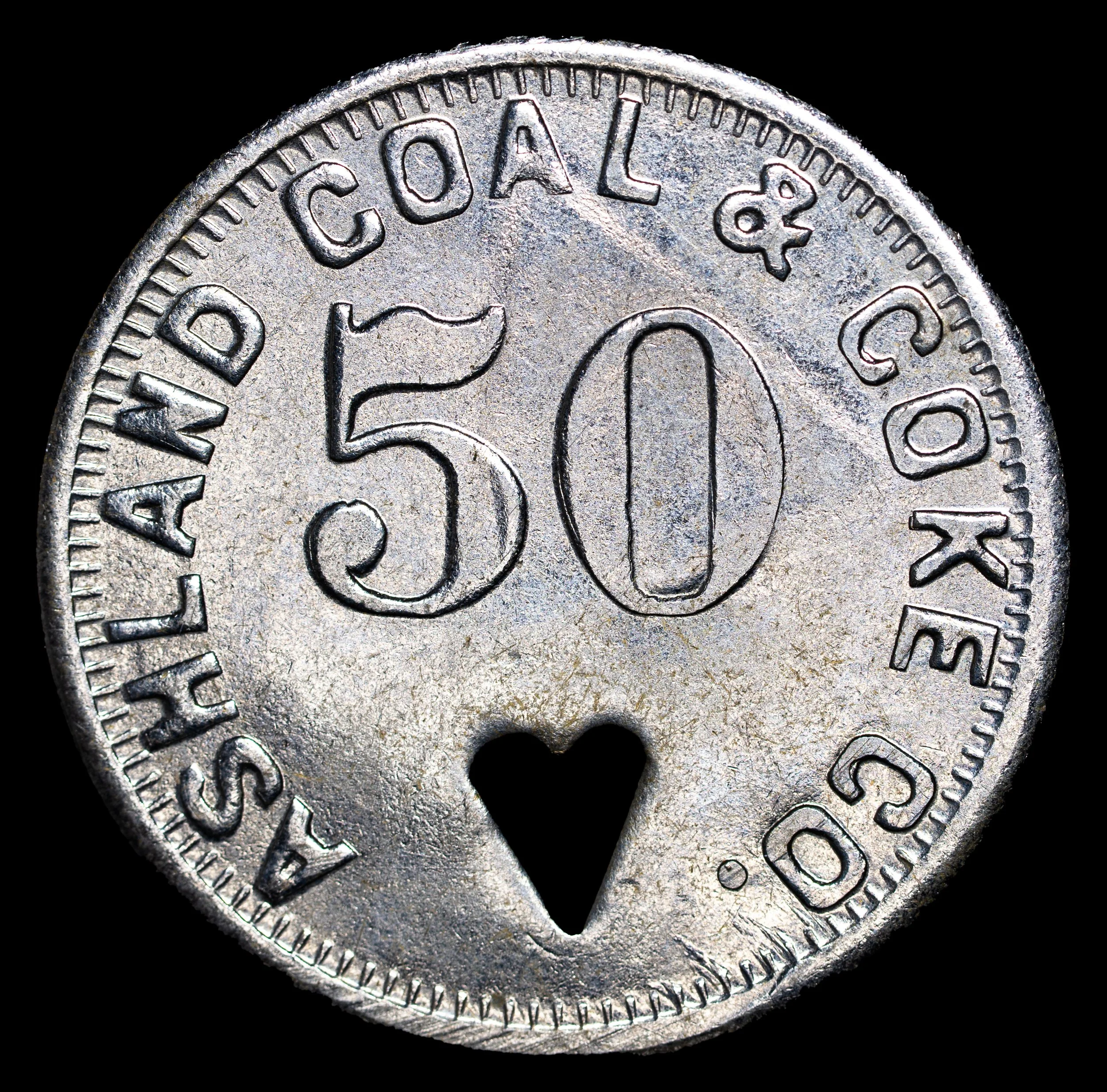 Ashland Coal & Coke Co., Ashland 50¢ coal scrip. Obverse.