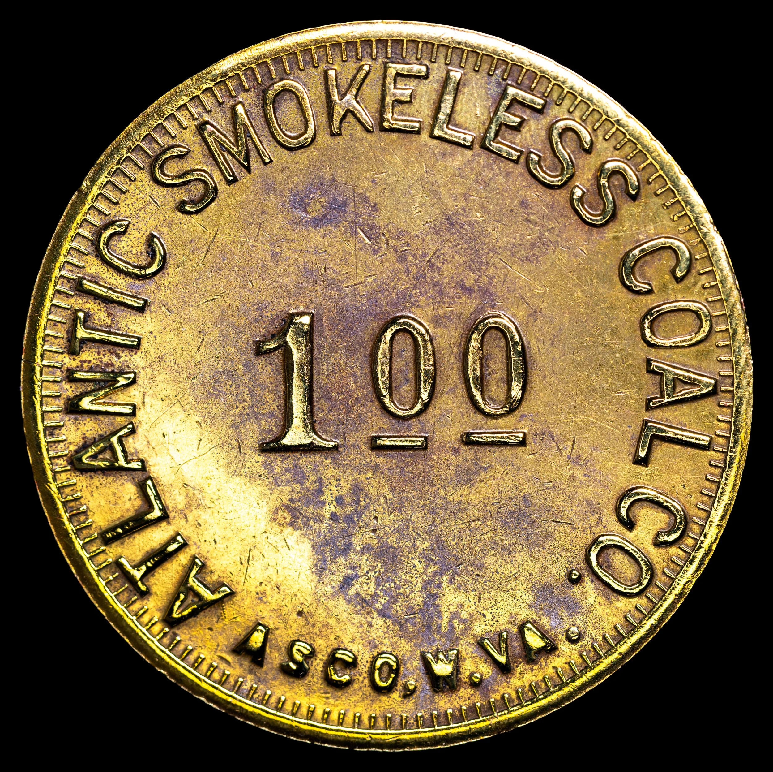 Atlantic Smokeless Coal Co., Asco $1.00 coal scrip. Obverse. 