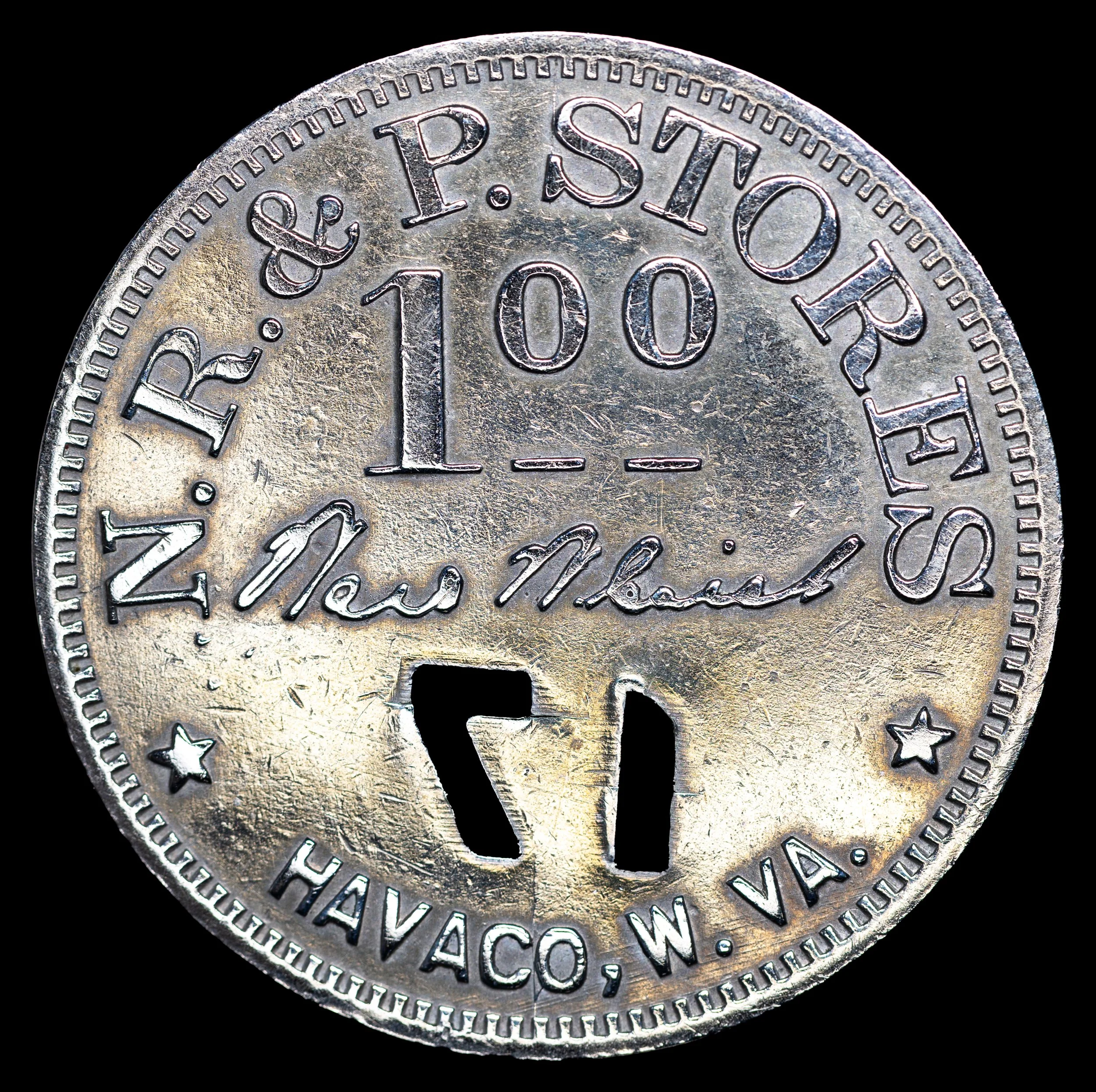 N. R. & P. Stores, Havaco $1.00 coal scrip. Obverse.