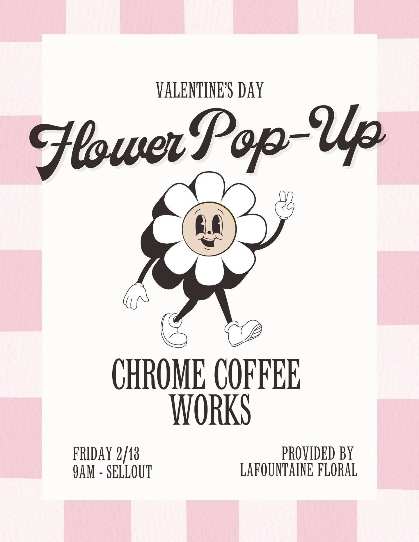 💘Roses are red, coffee is hot 💘
Flower pop-up at Chrome Coffee Works 
Feb 13th &bull; 9am til sell out
Sip coffee. Buy flowers. Thank us later💌