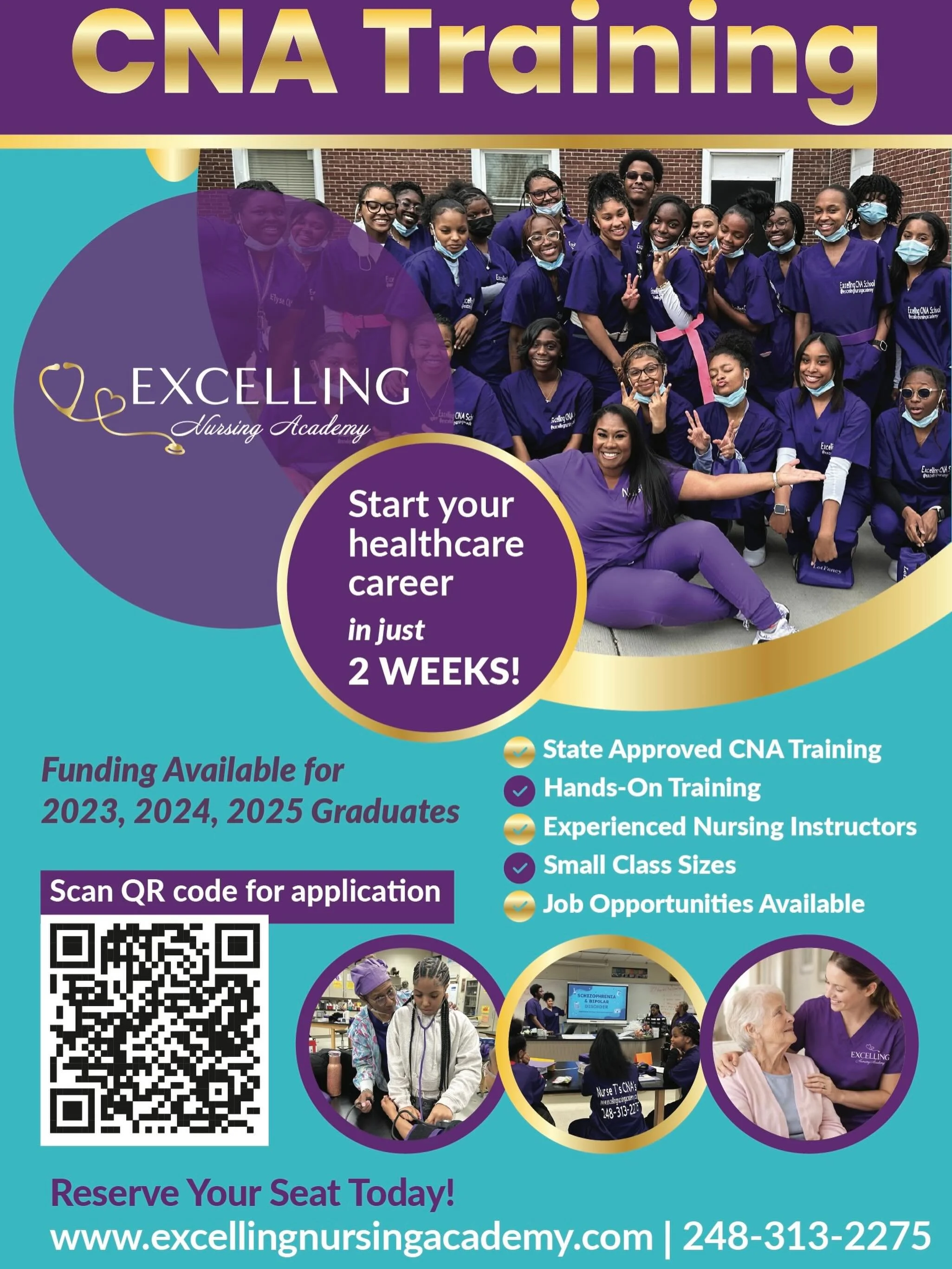 🎓✨ Ready to level up? Become a CNA in just 2 WEEKS &mdash; FOR FREE! 💜🩺
Share NOW! 🎊

If you graduated high school or earned your GED in 2023, 2024, 2025, or 2026, this opportunity is for YOU! 🔥

✔️ Free Funding Available
✔️ Fast Track Training
