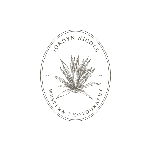 A circular logo with a leaf in the center, surrounded by the text 'Jordyn Nicole Western Photography,' established in 2017.