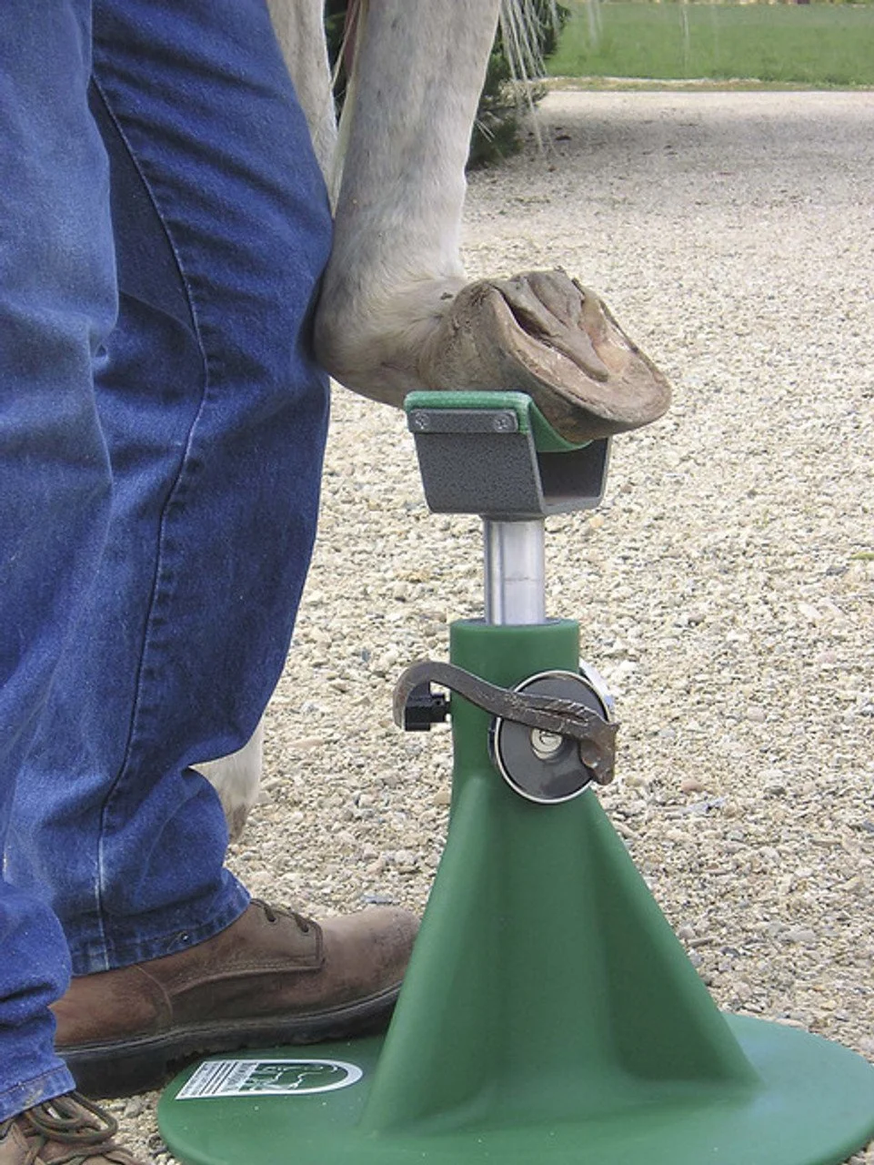 HoofJack hoof stand, most durable hoofstand in the world, used by farriers and horse owners