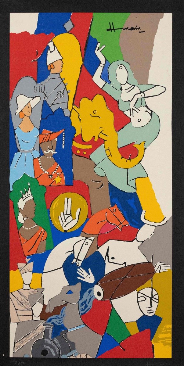 Maqbool Fida Husain (1915-2011) "British Raj" Serigraph In Colours, Signed 'Husain'