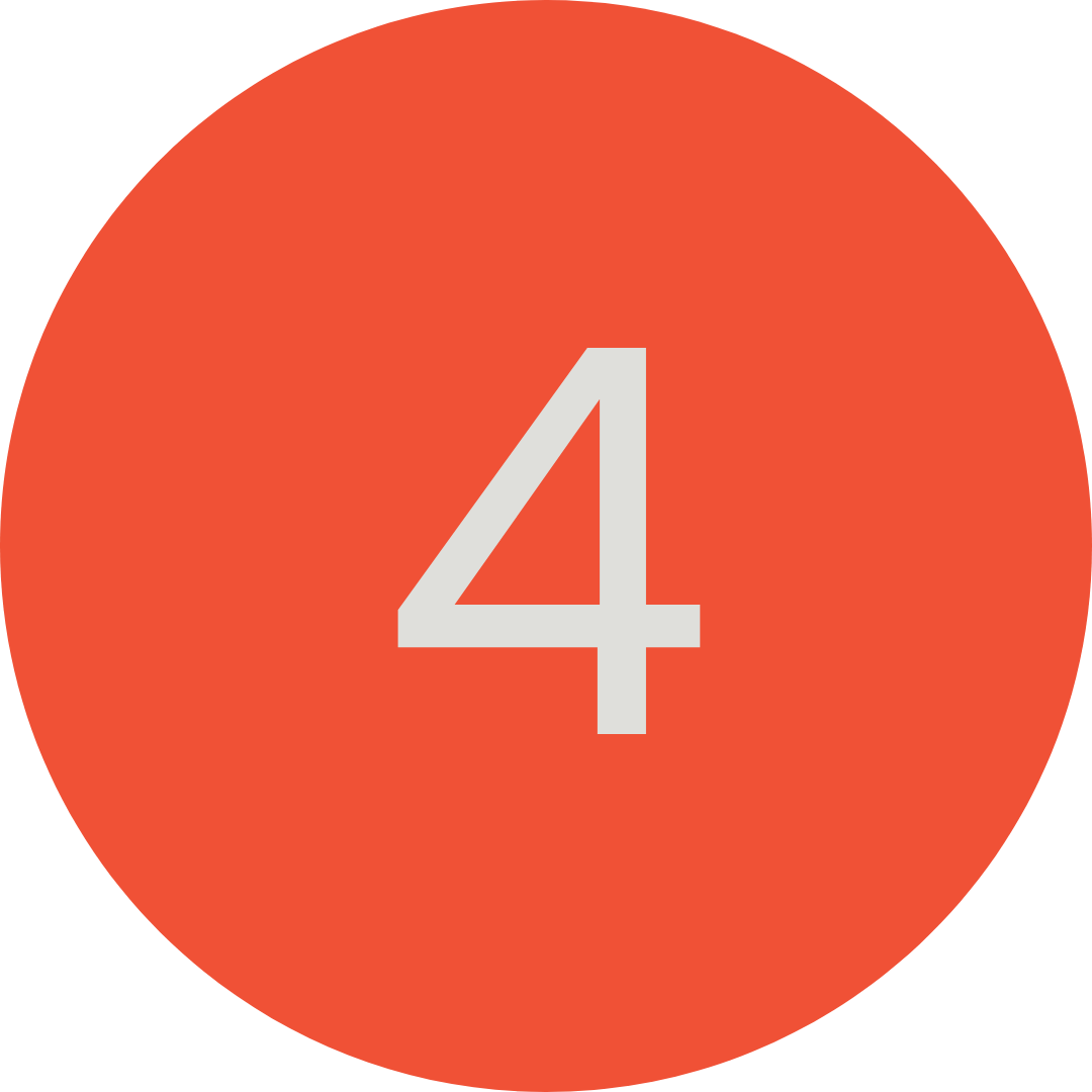 Red circle with the number 4 in white in the center.