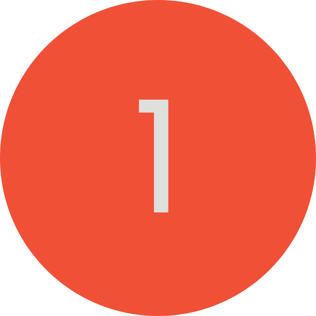 Red circle with a large white number 1 in the center.