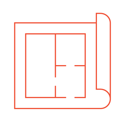 A rolled-up blueprint or architectural plan with a basketball court layout printed on it.