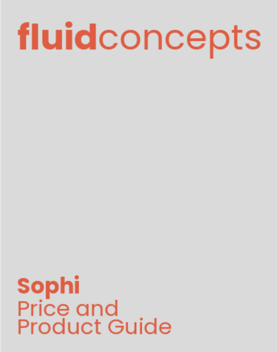 Cover page of a guide titled 'fluidconcepts' by Sofi, about price and product.