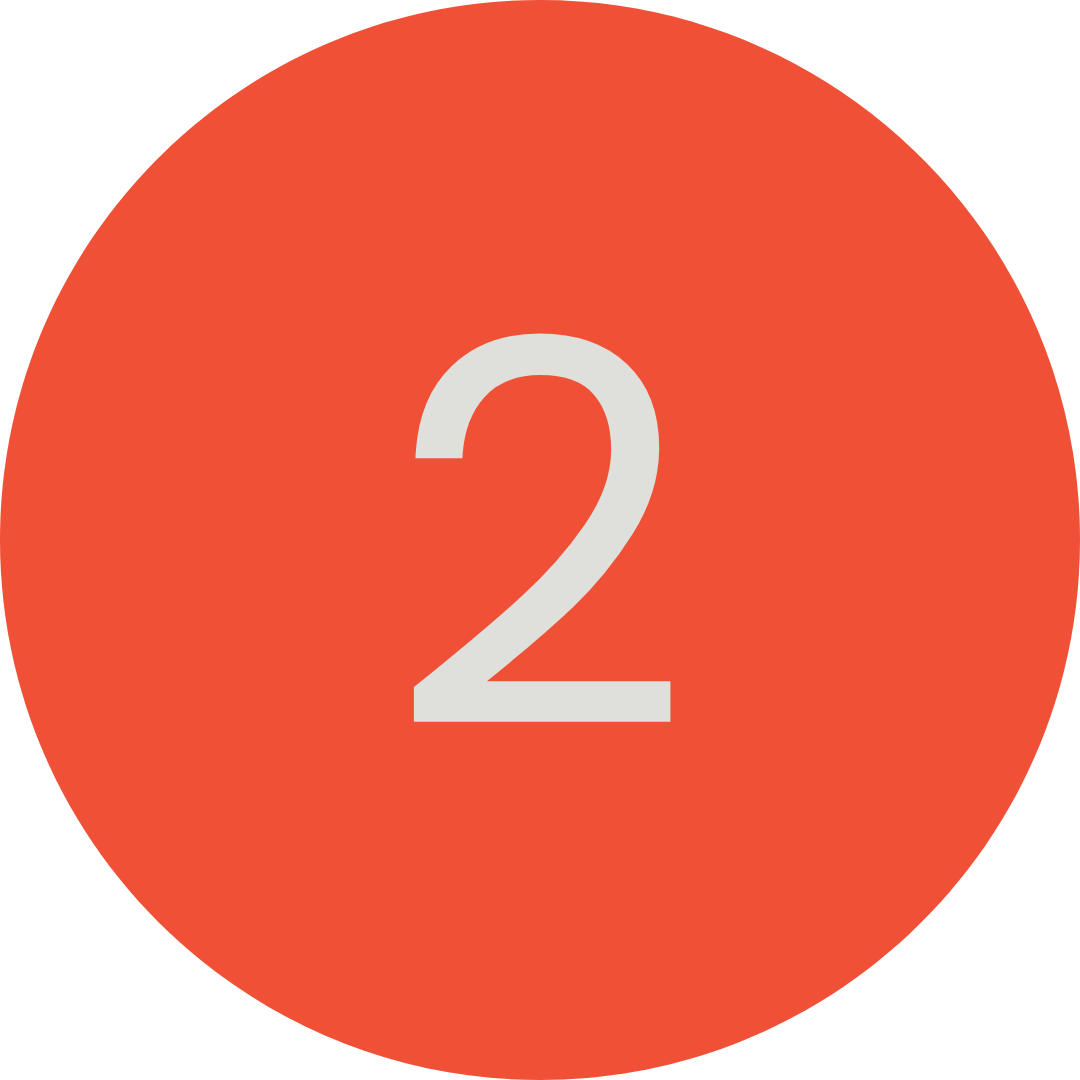 Red circular sign with the number 2 in white text in the center.
