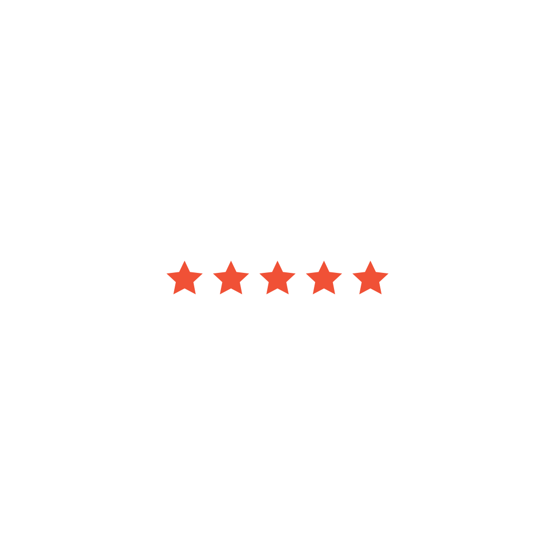 Black silhouette of a person with a five-star rating below.