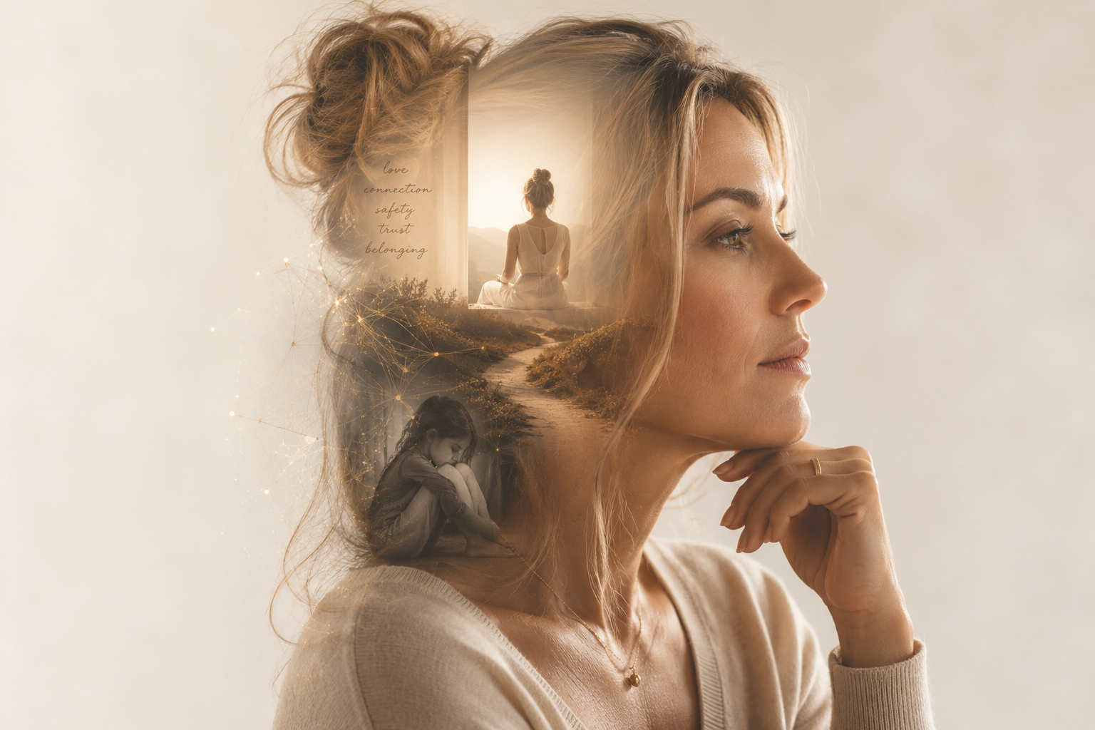 Visualization of uncovering unconscious relationship patterns, emotional conditioning and attachment beliefs that influence attraction, communication and healthy relationships.