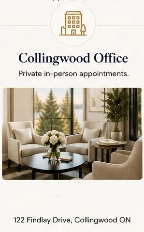 Private office for relationship and marriage counselling in Collingwood, Ontario.