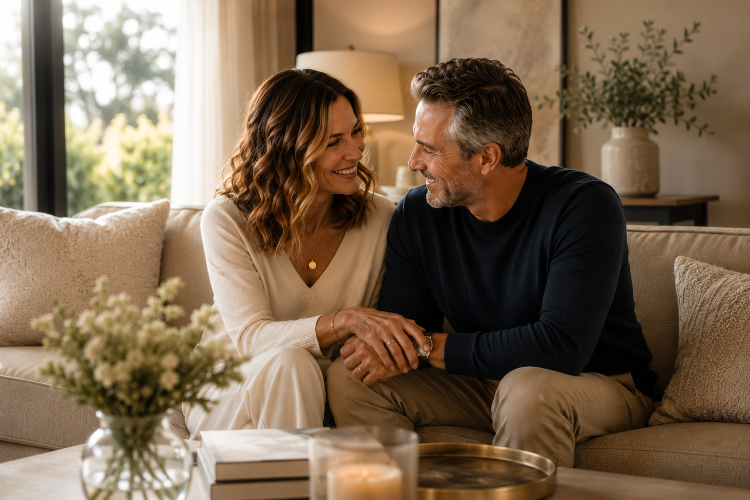Couple rebuilding trust, communication and emotional connection through couples counselling with Joanna L. Cox in Ontario.