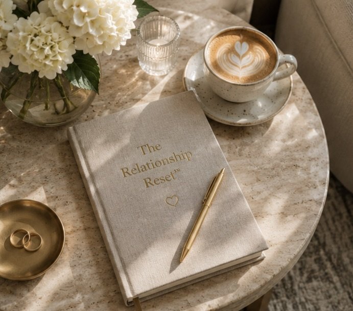 Relationship Reset journal used during a private couples intensive focused on deeper connection and lasting relationship change.