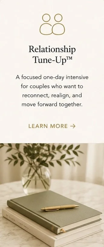 Relationship Tune-Up private one-day intensive for couples wanting to reconnect and realign.