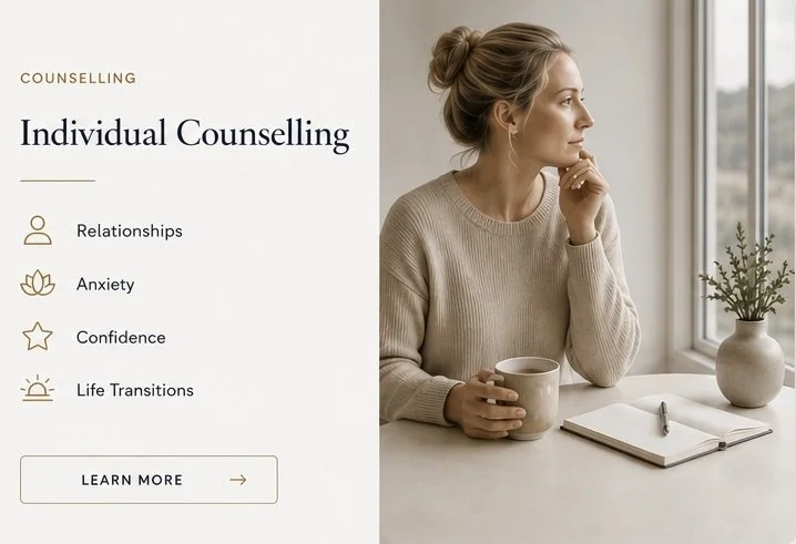 Individual counselling with Joanna L. Cox for relationships, anxiety, confidence and life transitions in Ontario.
