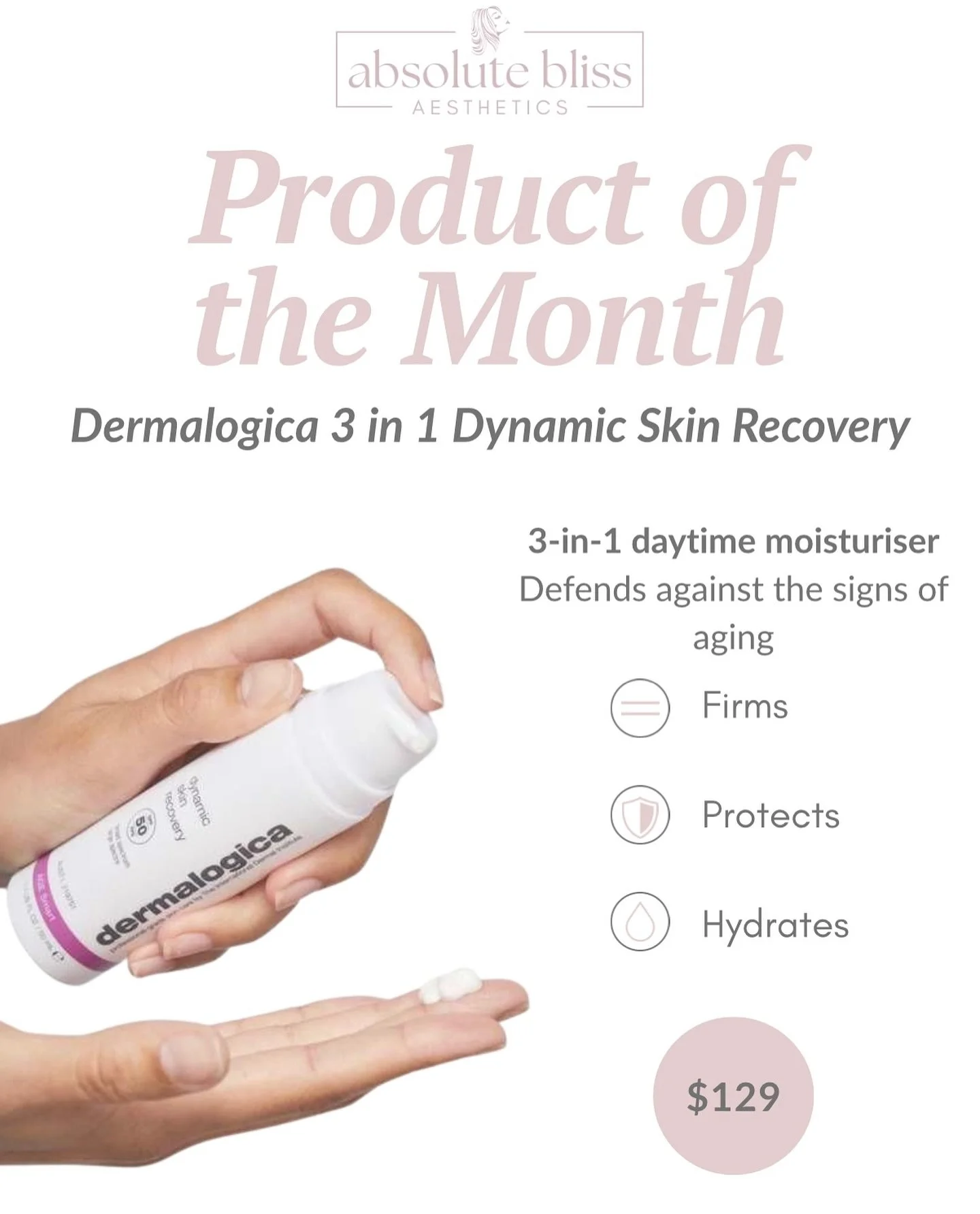 PRODUCT OF THE MONTH ✨

Meet Dermalogica Dynamic Skin Recovery SPF50 &ndash; the ultimate 3-in-1 daily moisturiser. This powerhouse formula hydrates, firms, and protects, giving your skin everything it needs in just one step.

&bull; Provides deep, l